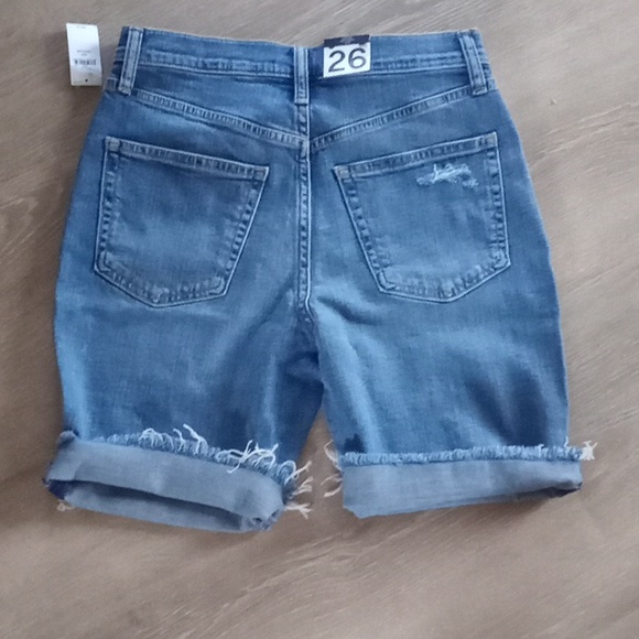 Gap Bermuda Short Hi Rise Denim Distressed Five Pocket Jean Raw Hem - Picture 9 of 9